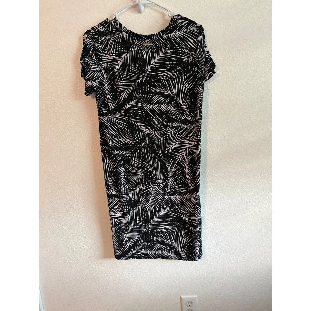 Michael‎ Kors Womens Small -Black/White Palm Leaf Print Dress